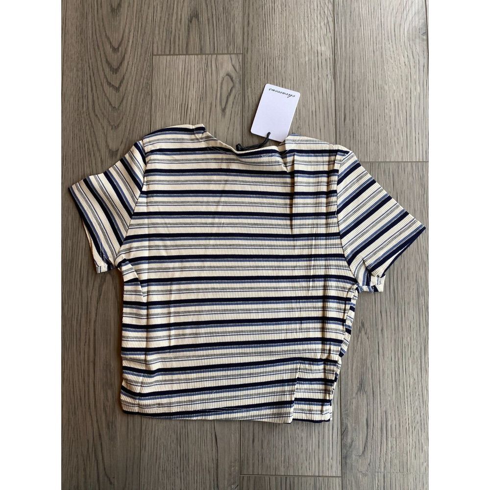 Olivaceous Striped Short Sleeve T-Shirt Juniors Size Small Tee Shirt 90s Y2K NEW - Picture 2 of 8